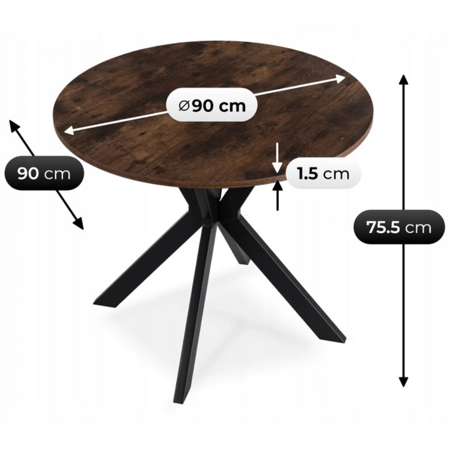 Table ronde 90 cm LAUREN - TRUST INDUSTRIE - Chêne rustique - 