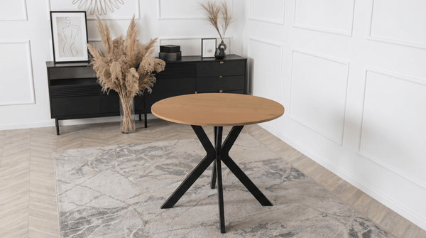 Table ronde 90 cm LAUREN - TRUST INDUSTRIE - Chêne doré - 