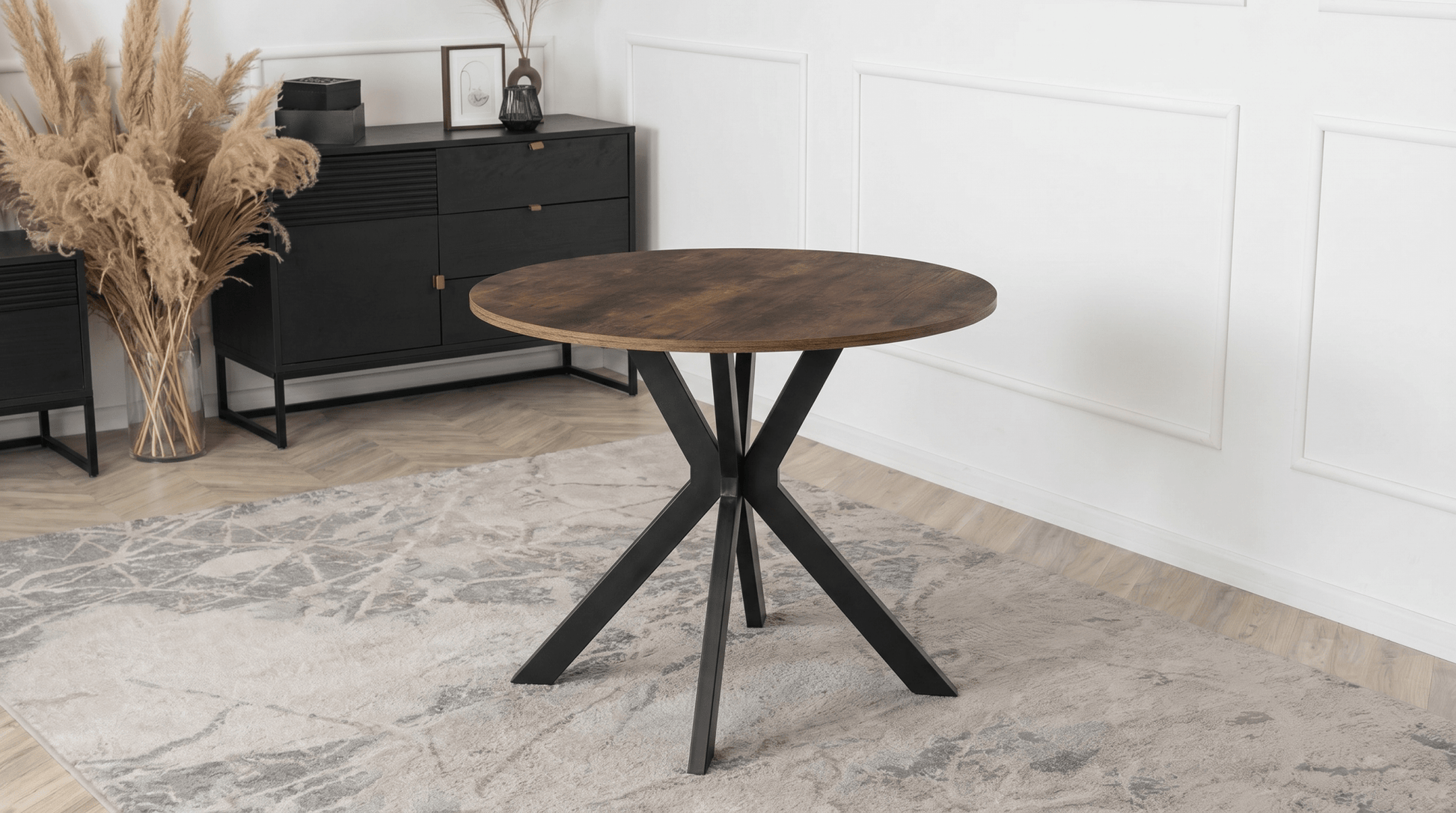 Table ronde 90 cm LAUREN - TRUST INDUSTRIE - Chêne doré - 