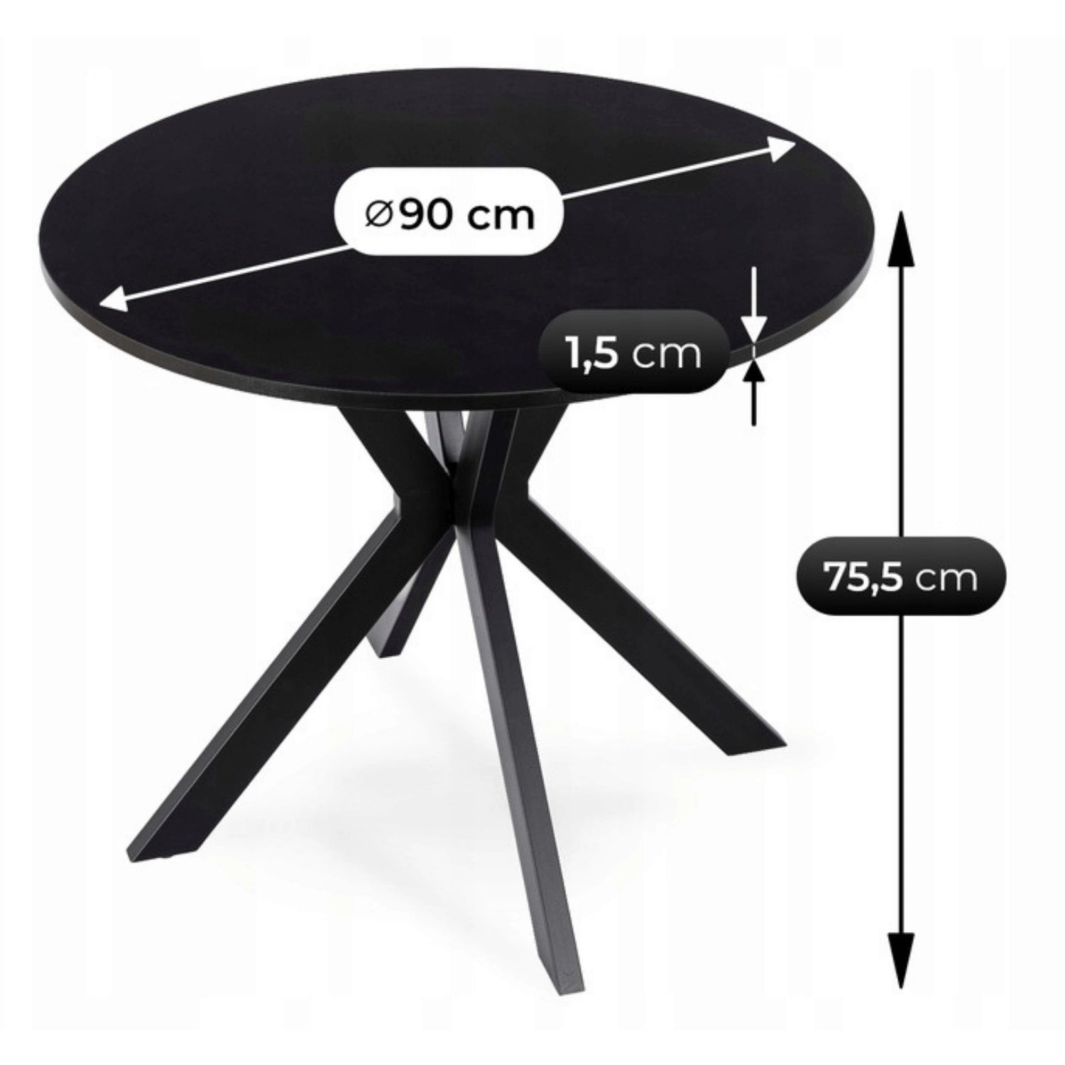 Table ronde 90 cm LAUREN - TRUST INDUSTRIE - Noir - 