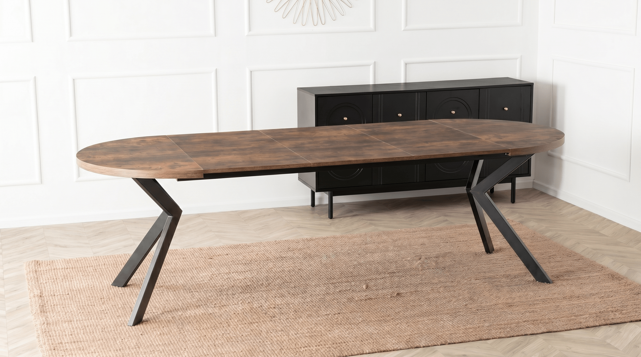 Table ronde extensible 100 - 250 cm LUKAS - TRUST INDUSTRIE - Chêne rustique - 