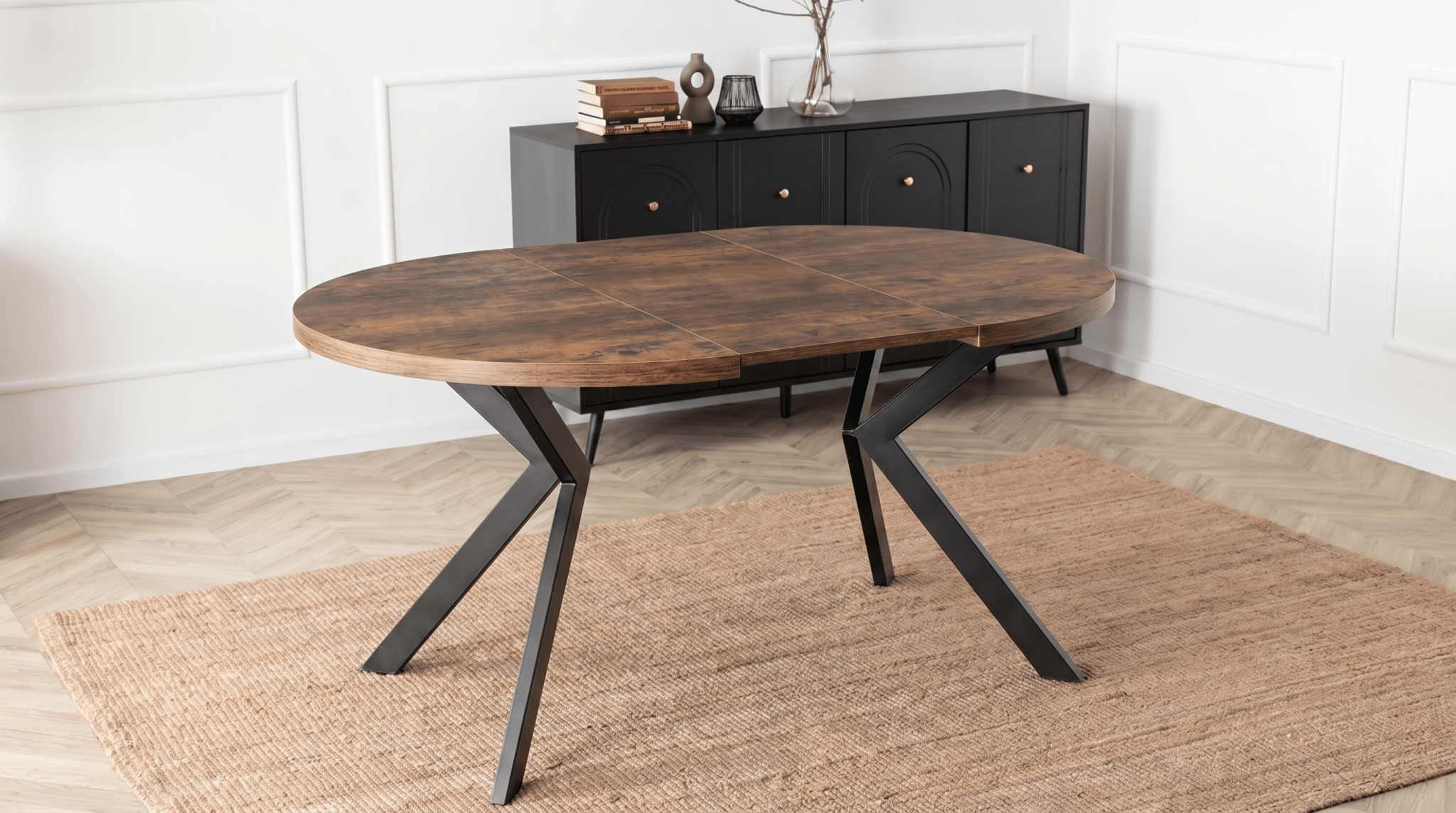 Table ronde extensible 100 - 250 cm LUKAS - TRUST INDUSTRIE - Chêne rustique - 