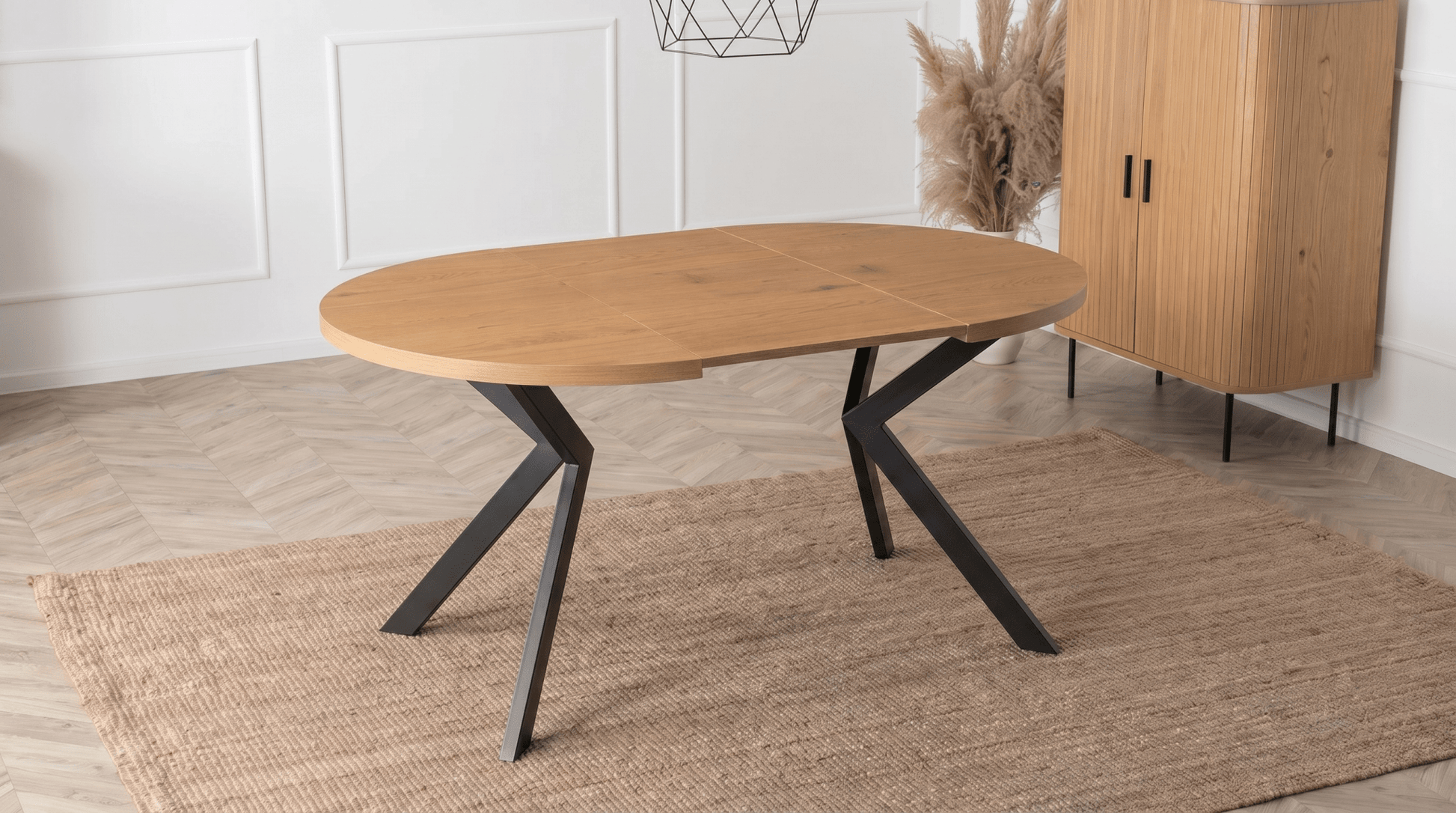Table ronde extensible 100 - 250 cm LUKAS - TRUST INDUSTRIE - Chêne doré - 