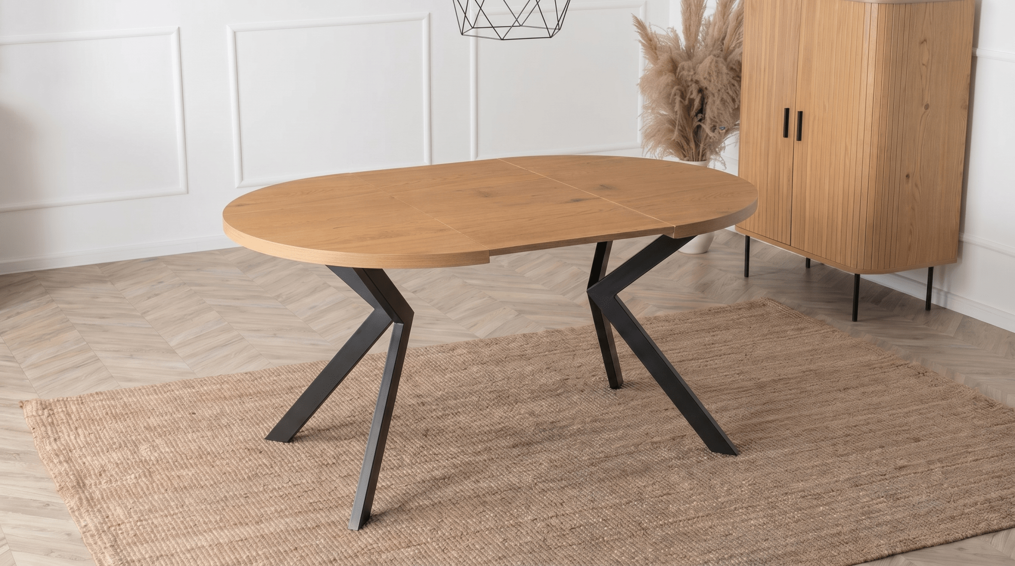 Table ronde extensible 100 - 250 cm LUKAS - TRUST INDUSTRIE - Chêne doré - 