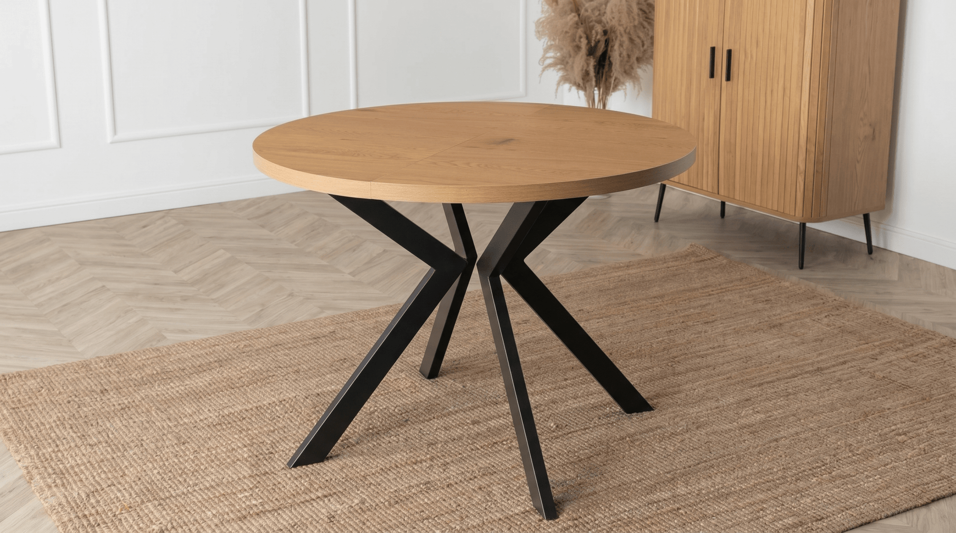 Table ronde extensible 100 - 250 cm LUKAS - TRUST INDUSTRIE - Chêne doré - 