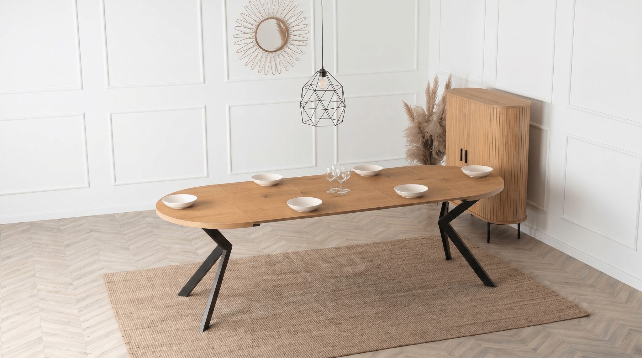 Table ronde extensible 100 - 250 cm LUKAS - TRUST INDUSTRIE - Chêne doré - 