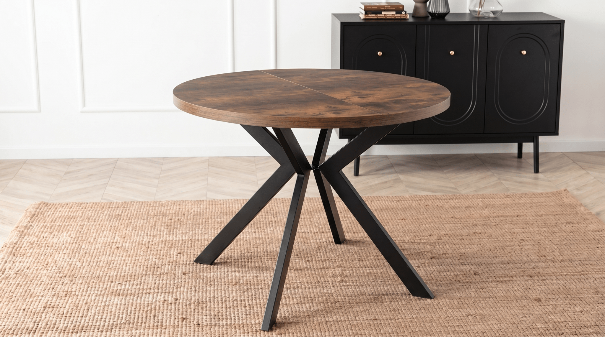 Table ronde extensible 100 - 250 cm LUKAS - TRUST INDUSTRIE - Chêne rustique - 