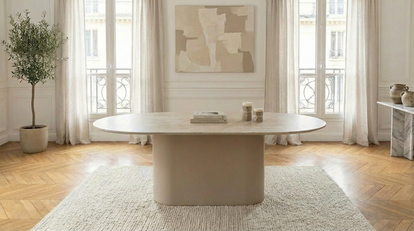 Table à manger ovale IZABEL en céramique design contemporain