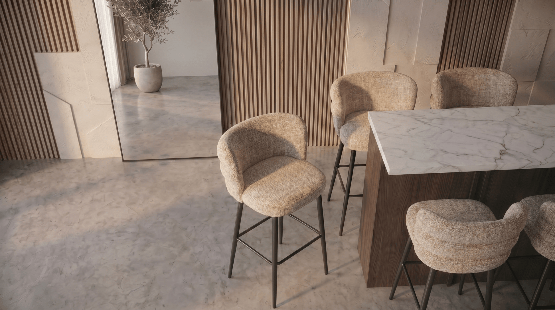 Tabouret de bar CLOUD – Assise confortable et design moderne - TRUST INDUSTRIE - Beige - 67 cm - 
