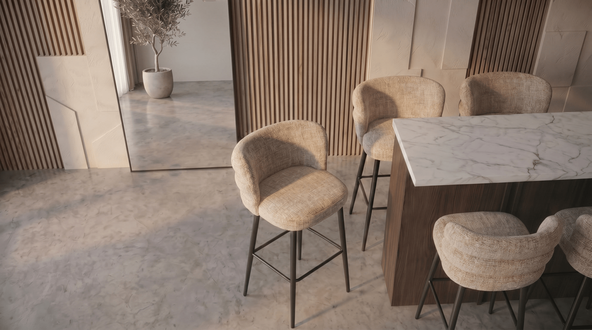 Tabouret de bar CLOUD – Assise confortable et design moderne - TRUST INDUSTRIE - Beige - 67 cm - 