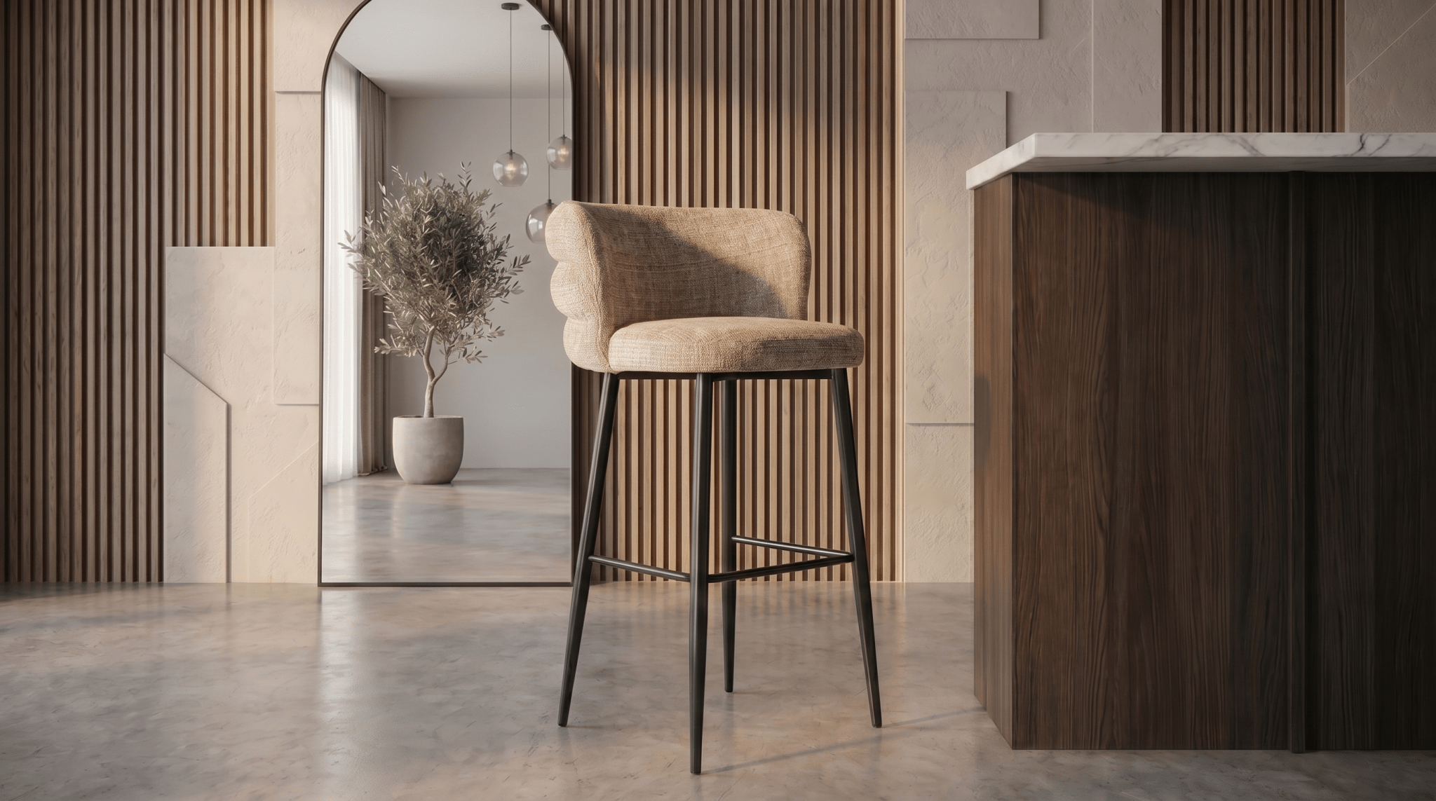 Tabouret de bar CLOUD – Assise confortable et design moderne - TRUST INDUSTRIE - Beige - 67 cm - 