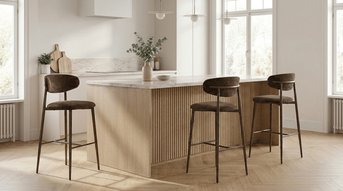 Tabouret de bar JAPANDI en bois et tissu - TRUST INDUSTRIE - Umber - 67 cm - 