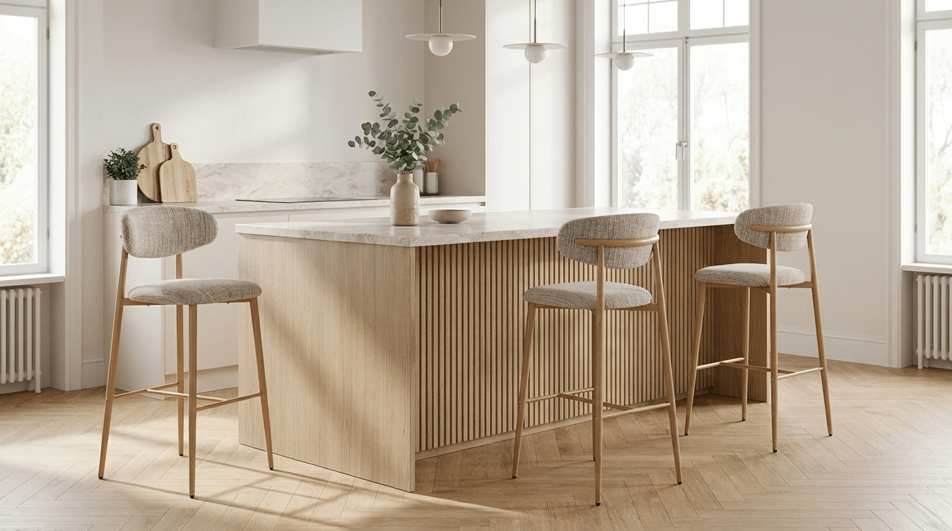 Tabouret de bar JAPANDI en bois et tissu - TRUST INDUSTRIE - Okura - 67 cm - 