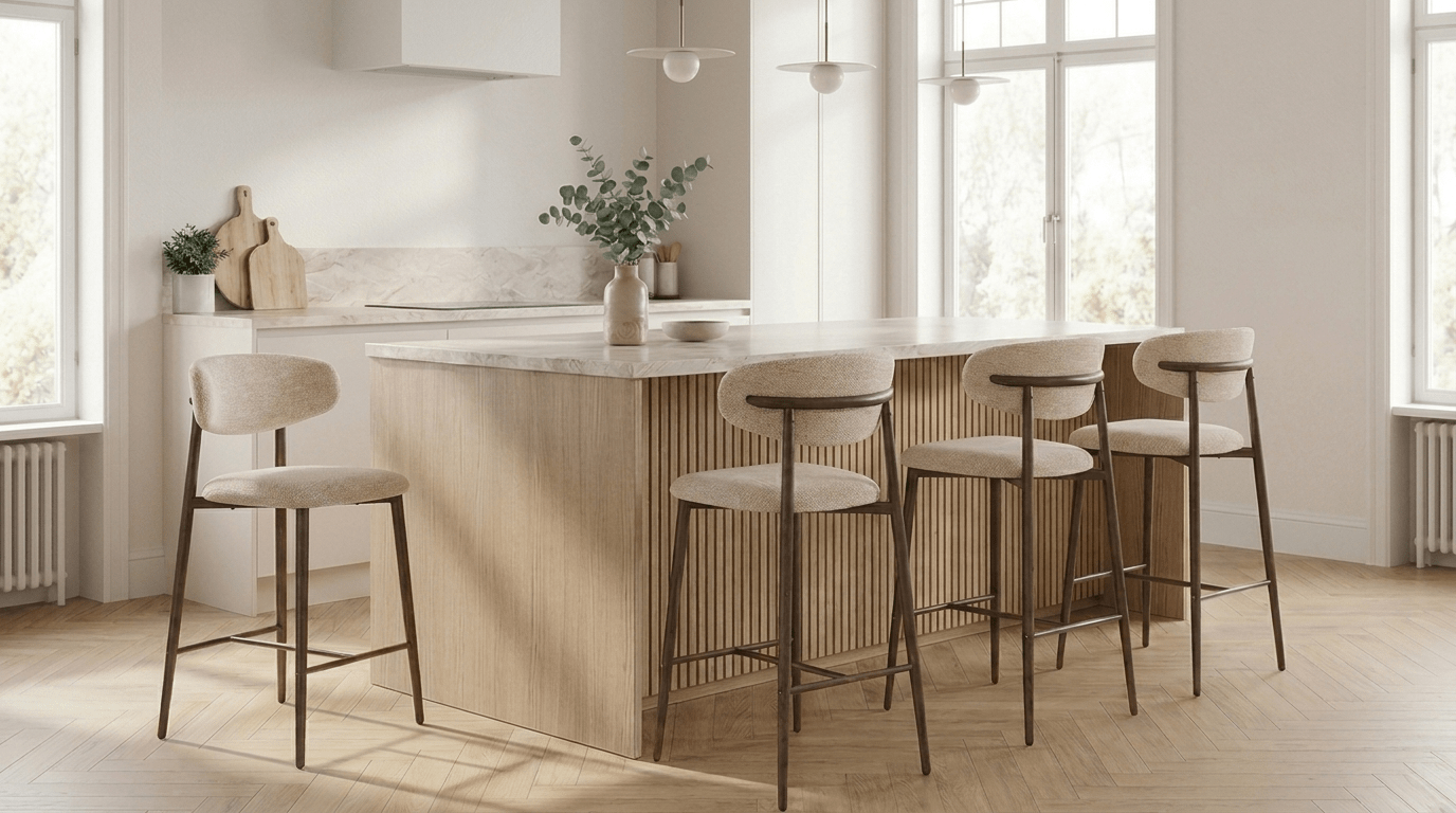 Tabouret de bar JAPANDI en bois et tissu - TRUST INDUSTRIE - Okura - 67 cm - 