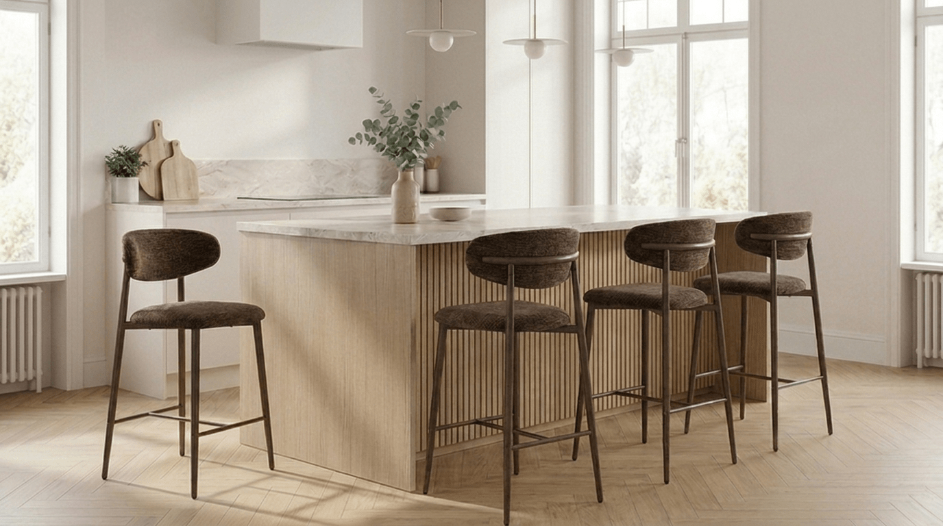 Tabouret de bar JAPANDI en bois et tissu - TRUST INDUSTRIE - Umber - 67 cm - 