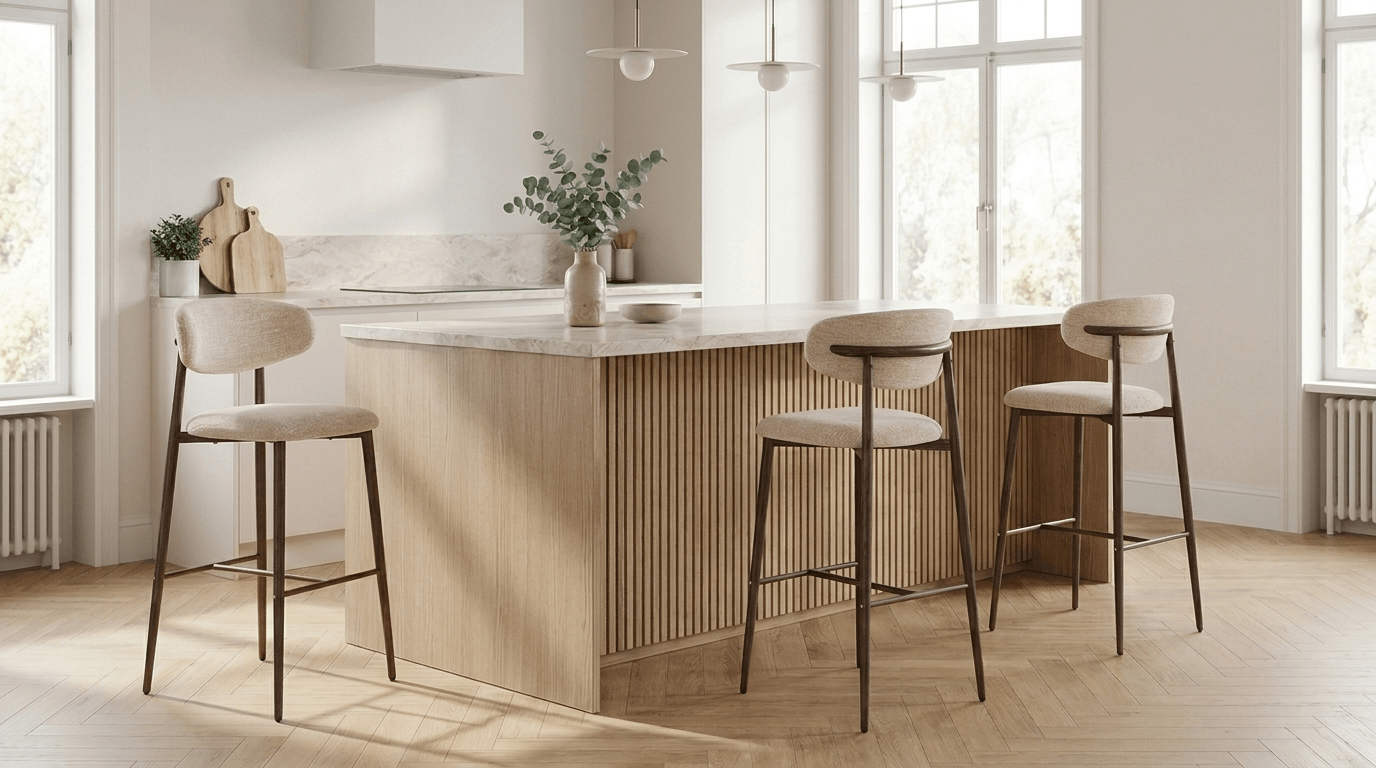 Tabouret de bar JAPANDI en bois et tissu - TRUST INDUSTRIE - Tan - 67 cm - 