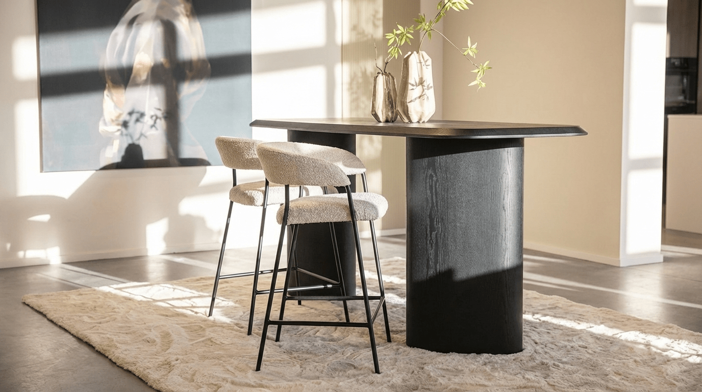 Tabouret de bar LUKA beige design en tissu et métal - TRUST INDUSTRIE - 
