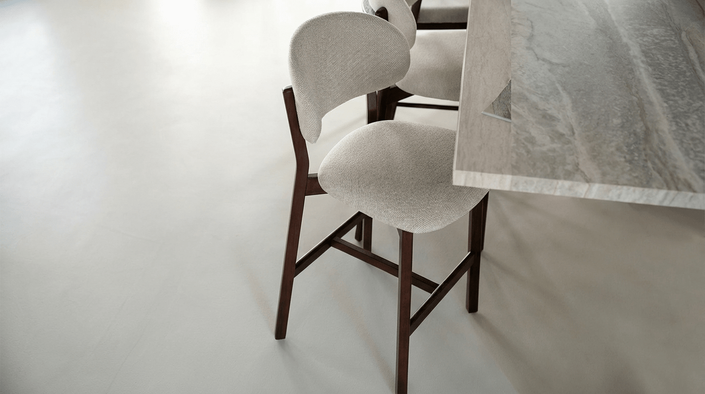 Tabouret de bar MIKKY design en bois et tissu - TRUST INDUSTRIE - Taupe - Marron - 