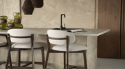 Tabouret de bar MIKKY design en bois et tissu - TRUST INDUSTRIE - Beige - Marron - 
