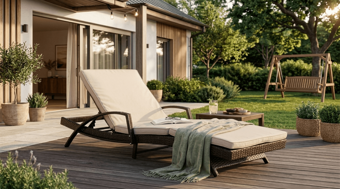 Transat FELIZ en technorattan brun pliable - TRUST INDUSTRIE - Beige - 
