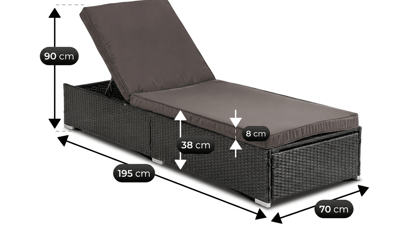 Transat LARGO en rotin synthétique noir/marron pliable - TRUST INDUSTRIE - 