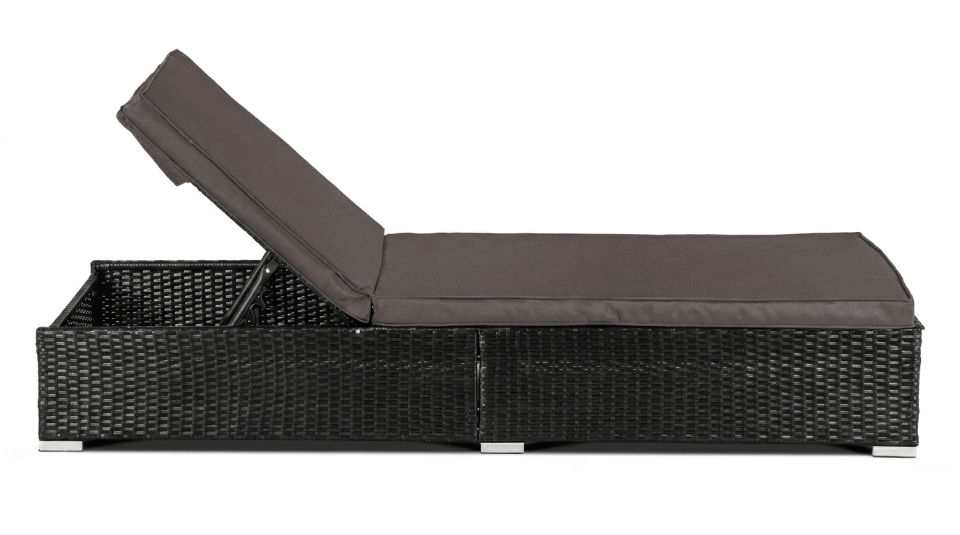 Transat LARGO en rotin synthétique noir/marron pliable - TRUST INDUSTRIE - 