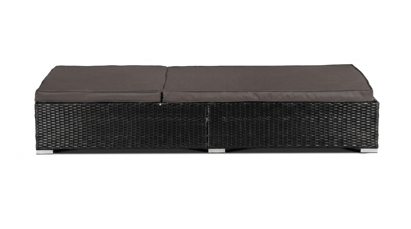 Transat LARGO en rotin synthétique noir/marron pliable - TRUST INDUSTRIE - 