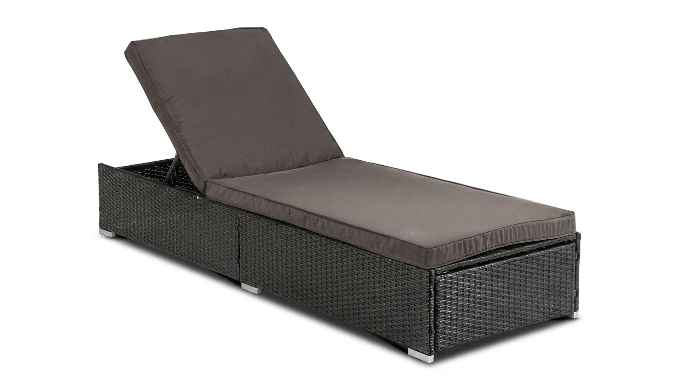 Transat LARGO en rotin synthétique noir/marron pliable - TRUST INDUSTRIE - 
