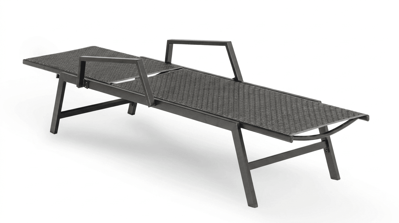 Transat ROULE en technorattan noir avec accoudoirs – pliable - TRUST INDUSTRIE - 