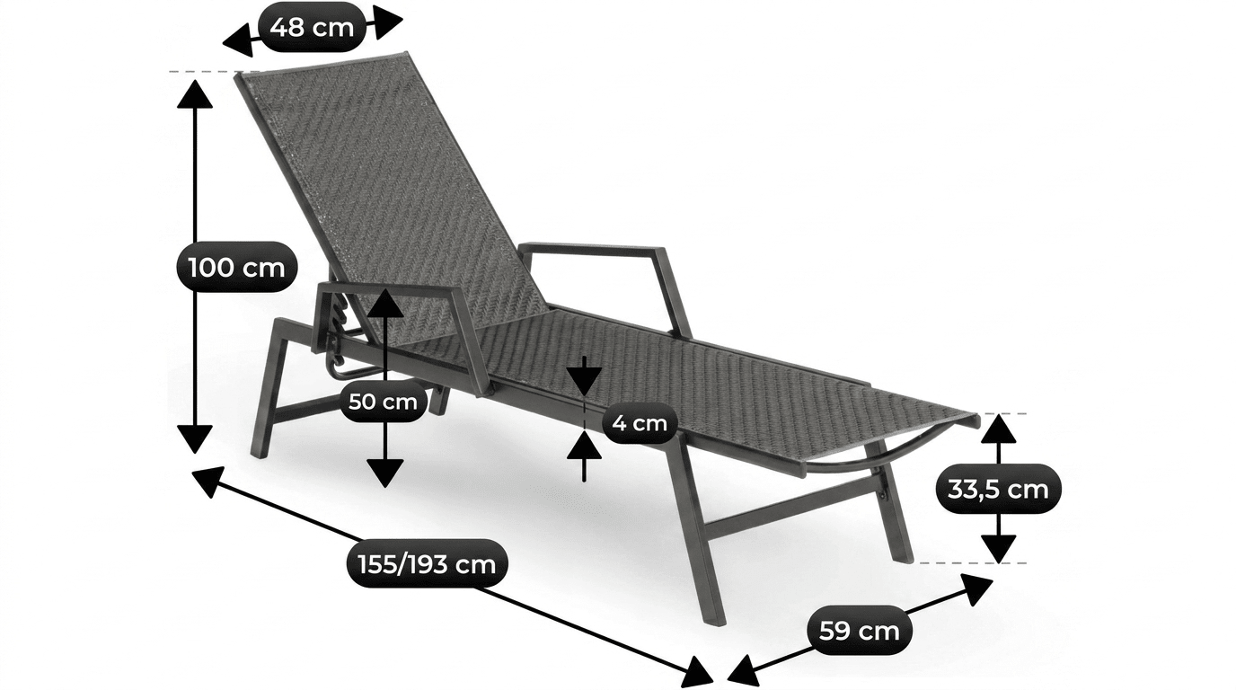 Transat ROULE en technorattan noir avec accoudoirs – pliable - TRUST INDUSTRIE - 